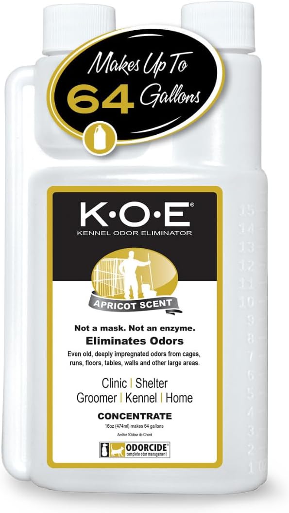 Ordorcide K.O.E. Apricot Odor Eliminator 16 oz for Strong Odor for Cages, Runs & More – Pet Odor Eliminator for Home & Kennel w/Safe, Non-Enzymatic Formula-Mewly Pet