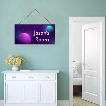 Personalized Planets Sign Fantasy Aerospace Themed For Kids Room Door Decor,Custom Name Universe Wall Art Decor Decorative Plate for Nursery Girls Room Boys Bedroom
