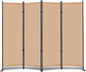 RANTILA 4 Panel Room Divider, 6 FT Folding Privacy Screen with Wide Feet, Freestanding Partition for Room Separation, Portable Room Divider Panel, 89" W x 71" H, Beige