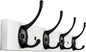 Coat Hooks Wall Mounted, Wooden Hat Rack with 4 Hooks for Entryway, Bathroom,Bedroom(White)