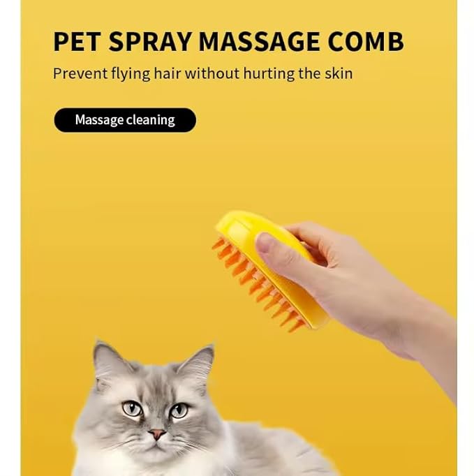 3-in-1 Rechargeable Pet Hair Brush: Massager, Steamy Comb & Self-Cleaning Mist Spray for Cats & Dogs-Mewly Pet