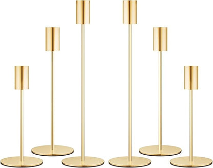zeochyni Matte French Gold Candle Holders Set of 6, Elegant Candlestick Holders for Wedding Centerpieces Dining Tables Parties Home Decor Events, Taper Candle Holders Fit 3/4 Inch Candles