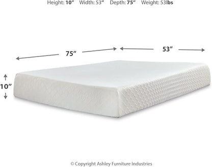 Signature Design by Ashley Full Size Chime 10 Inch Medium Firm Memory Foam Mattresswith Green Tea & Charcoal Gel for Pressure Relief, Fiberglass Free, Mattress In A Box