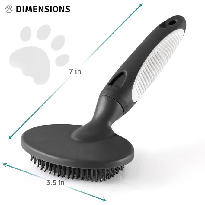 Round Bristle Pet Brush for Dogs and Cats - Soft Dog Brush for Grooming Short or Long Hair - Gentle Tool for Sensitive Skin Removes Dander, Dirt, and Detangles (Black)-Mewly Pet