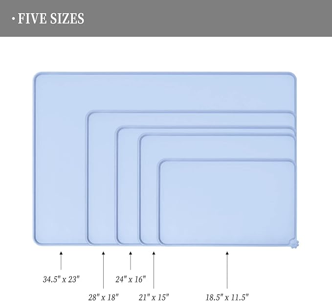 Waterproof Pet Feeding Mat with High Raised Edges, Heavier and Thicker Placemats for Cat Dog Water Bowl with BPA Free, Dogs Cats Food Mats for Messy Drinkers to Prevent Spill and Protect Floors-Mewly Pet