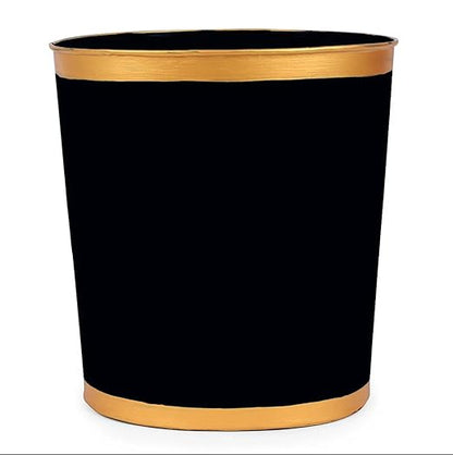 Jaye’s Studio Matte Black Waste Basket For Bathroom, Decorative Trash Can Gold Metal Basket, Black Bathroom Trash Cans For Bedroom & Office Wastebasket Garbage Bin, Gold Garbage Can Dorm, 12” x 10 x 8