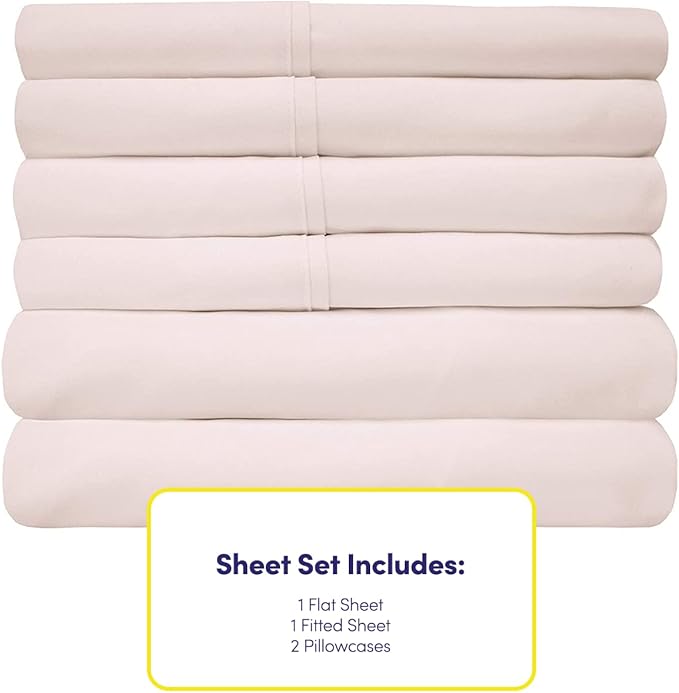 Twin Size Bed Sheets - 4 Piece 1500 Supreme Collection Fine Brushed Microfiber Deep Pocket Twin Sheet Set Bedding - 1 EXTRA PILLOW CASES, GREAT VALUE, Twin, Pale Pink