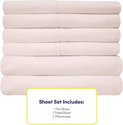 Twin XL Size Bed Sheets - 4 Piece 1500 Supreme Collection Fine Brushed Microfiber Deep Pocket Twin X-Large Sheet Set Bedding - 1 EXTRA PILLOW CASES, GREAT VALUE, Twin XL, Pale Pink
