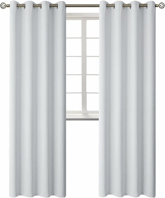 BGment Room Darkening Curtains 95 Inches Long - Grommet Thermal Insulated Drapes Window Treatment Curtains for Bedroom, 2 Panels, 52 x 95 Inch, Greyish White