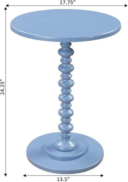 Convenience Concepts Palm Beach Spindle Table 17.75" - Traditional Round End Table for Living Room, Turned Solid Wood Side Table, Classic Display Pedestal Table, Blue