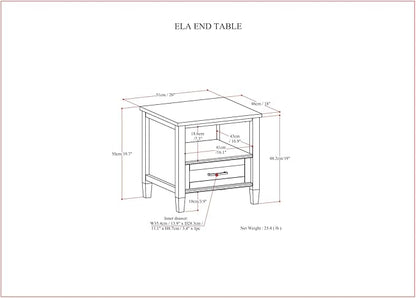SIMPLIHOME Ela SOLID WOOD 20 inch Wide Rectangle Transitional End Table in Smoky Brown for the Living Room and Bedroom