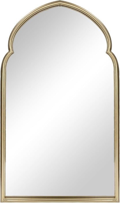 ironsmithn Arched Wall Mirror, Gold Bathroom Mirror, Wall Mounted Decorative Mirror, 38" x 22" Modern Art Oblong Mirror for Master Bath Half Bath Living Room Bedroom Fireplace Entryway