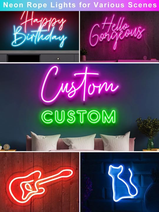 10ft Rgb Led Neon Rope Lights with Remote App Control, IP65 Waterproof Neon Strip Lights for Outdoor, DIY Design Flexible Led Rope Lights for Bedroom Music Sync, Gaming Accessories, Room Decor