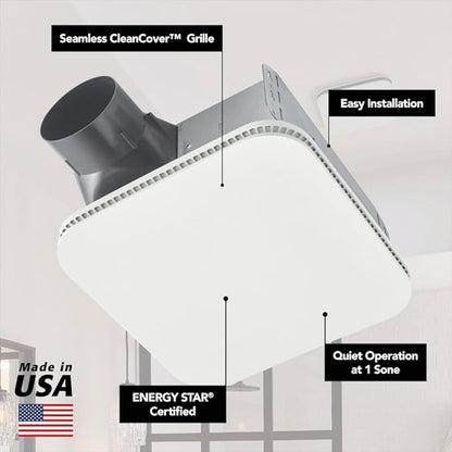 Broan-NuTone Bathroom Exhaust Fan – Easy Retrofit Without Attic Access, Ultra-Quiet 1 Sones, 110 CFM, ENERGY STAR Certified, Made in USA, Moisture & Odor Control with Easy-Clean Grille