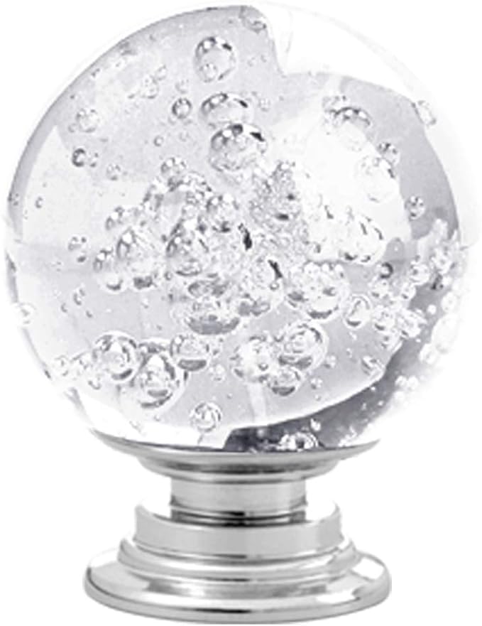 12 Pcs 30mm Round Shape Bubble Crystal Glass Cabinet Knobs with Screws Drawer Knob Pull Handle Used for Kitchen, Dresser, Door, Cupboard (Clear)
