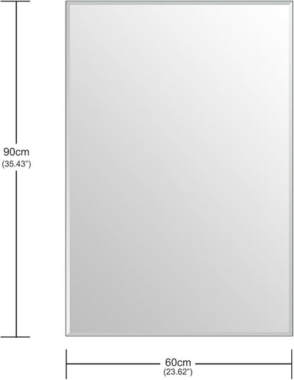 Ruomeng 2-Pack Bathroom Vanity Mirrors for Wall 24" x 36", Frameless Rectangle Mirror with Beveled Edge for Over Sink, Wall Mounted Mirror