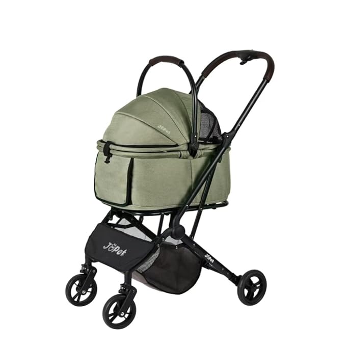 Pet Stroller for Small and medlium Dogs, Dog Cat Stroller, Foldable carts, Carrier, One-Hand Automatic Folding, Puppy, Detachble Carrier (Misty Green)-Mewly Pet