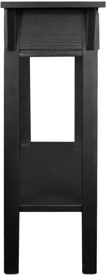 Leick Home Mission Console Table, Solid Wood, 1 Storage Drawer, Bottom Display Shelf, Narrow Depth, Easy-Assembly, For Living Room/Hallway, Slate Black, 30 in L x 10 in W x 28 in H, 9057-SL
