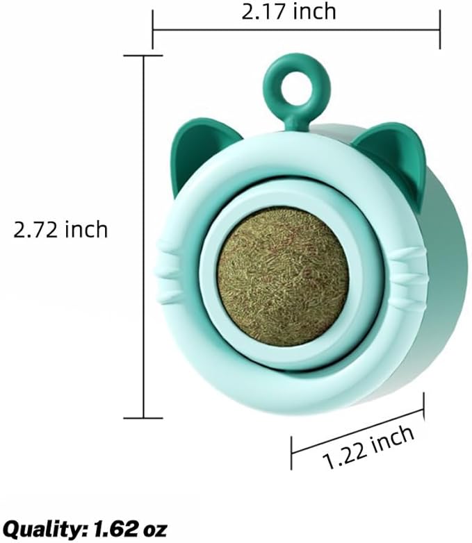 SLLOS Catnip Toys Balls 3 Pcs,Happy Planet 360°Rotating,Cat Energy Ball, Edible Kitten Silvervine Toys for Cats Lick, Healthy Kitty Teeth Cleaning Dental Chew Toys, Cat Wall Treats(Blue)-Mewly Pet