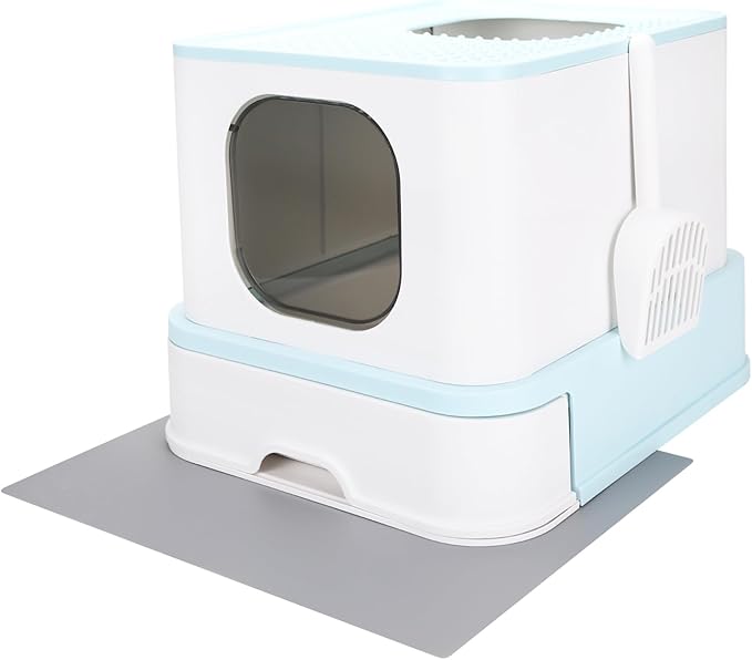 RIZZARI Cat Litter Box Top-Entry : Leak-Proof Enclosed Design Reduces Odor, for Indoor Cats & Owners (Green)-Mewly Pet