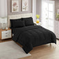 RV Short Queen Comforter Set for RV Camper - Comforter Set with Fitted & Flat Sheet, 4 Pillowcases - Tailored for RV Short Queen Beds - Cozy Essentials for Your RV Bedroom, Black
