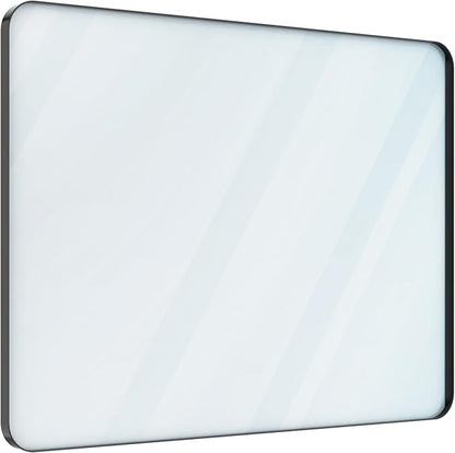 VocalStar 48 x 32 Inch Black Metal Framed Bathroom Mirror for Wall, Large Rounded Rectangle Matte Black Bathroom Vanity Mirror Farmhouse, 1/4-inch Shatterproof Glass | Ultra-Flush Hanging