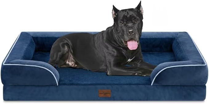Comfort Expression XXL Orthopedic Dog Beds, Waterproof Orthopedic Foam Extra Large Dogs Beds, Washable Dog Sofa Beds with Removable Cover & Non-Slip Bottom(XX-Large,Navy Blue)-Mewly Pet