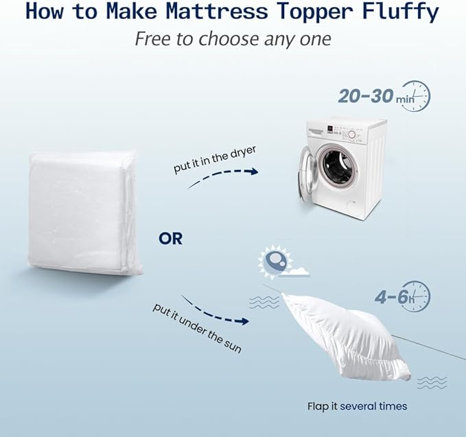 SOPAT Mattress Topper Short Queen Size Extra Thick Mattress Pad 8-21" Deep Pocket Soft Down Alternative Fill Mattress Protector Pillow Top Mattress Cover (60x75 Inches, White)