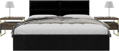 Vänt Upholstered Wall Panels - King/Cal King Size Wall Mounted Velvet Headboards - Velvet Black - Twin/King - Set of 4 Panels (Each Individual Panel 39"x11.5")