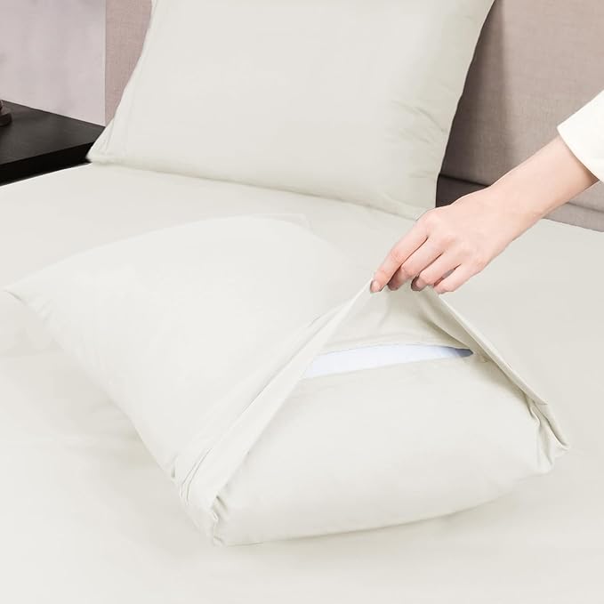 Mejoroom Queen Size Sheet Set - Hotel Luxury 1800 Bedding Sheets & Pillowcases - Deep Pocket Fitted Sheet, Soft, Breathable, Wrinkle & Fade Resistant - 4 Piece (Queen,Ivory)