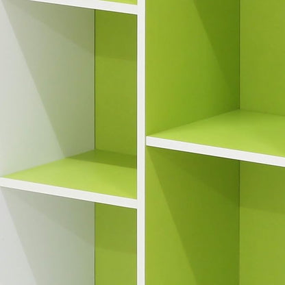 Furinno LUDER Book Shelf, 11-Cube Bookshelf, Reversible Bookcase, 9.4" x 29.1" x 41.7", for Living Room, Bedroom, Home Office, White/Green