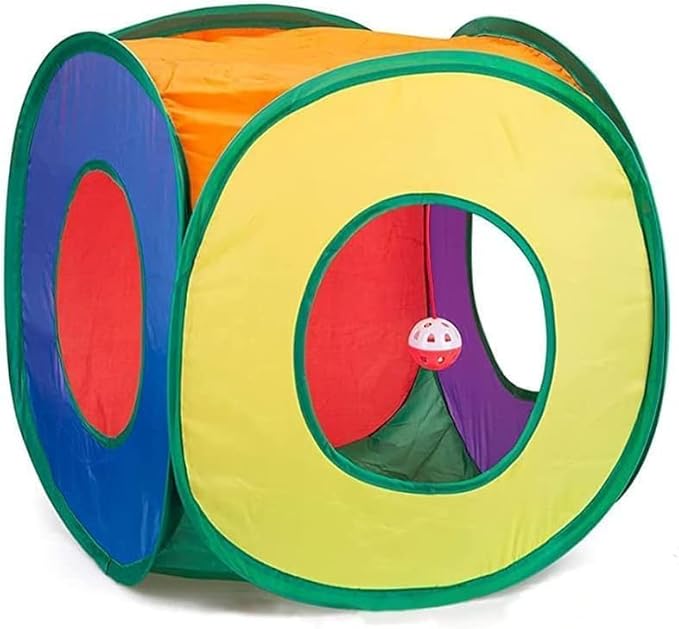 Cat Tunnel with Play Ball, Interactive Peek-a-Boo Cat Toys Tube Toy, Colorful Cube-Mewly Pet