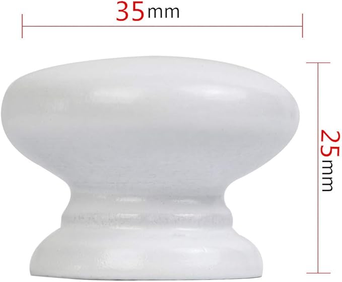 8PCS Round Wood Drawer Knob,Dresser Furniture Drawers 33mm Dia,White Cabinet Pulls Handles with Screws Hardware for Drawer Wardrobe Dresser