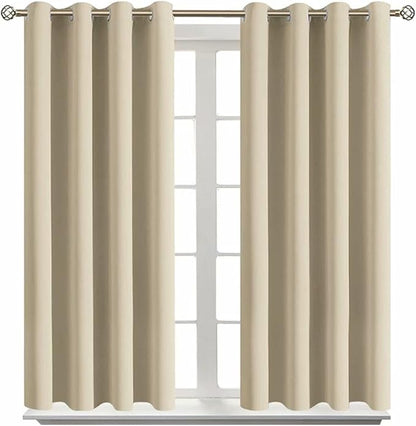 BGment Room Darkening Curtains 45 Inches Long - Grommet Thermal Insulated Drapes Window Treatment Curtains for Bedroom, 2 Panels, 52 x 45 Inch, Beige