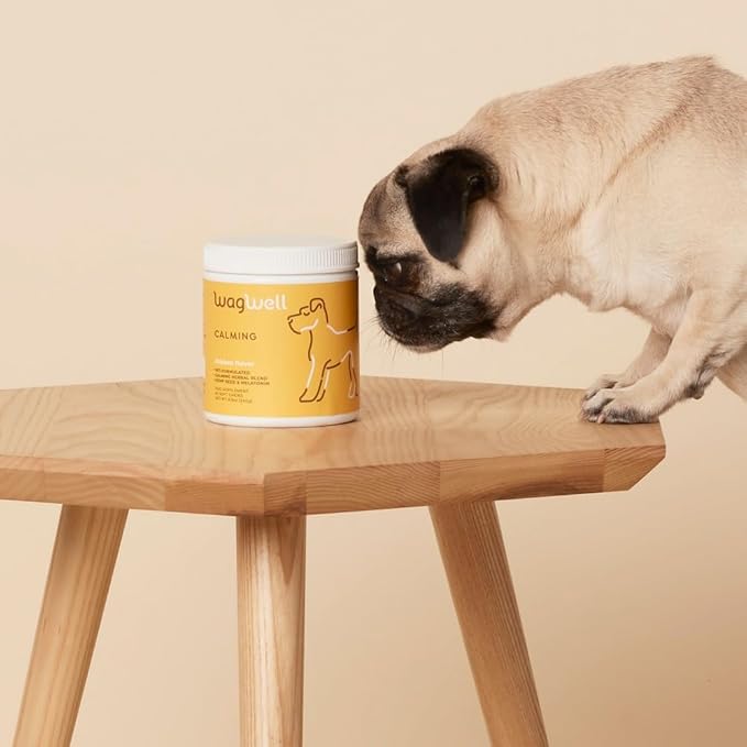 WagWell Calming Chews for Dogs – Vet-formulated Anxiety Relief for Dogs to Reduce Stressful Situations Like Travel or Fireworks – Separation Anxiety Relief for Dogs to Ease Stress & Promote Relaxation-Mewly Pet