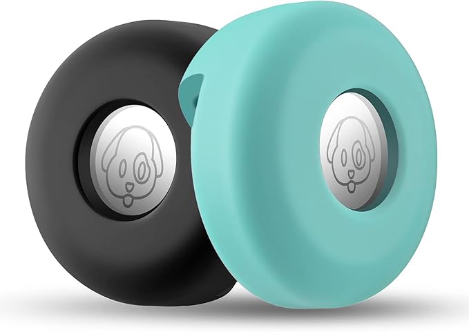 Airtag Holder for Dog Collar, Cibaabo Silicone Air Tag Case Cover Compatible with Apple Airtags for 0.8-1.2inch Cat Pet Collar Harness Loop-Mewly Pet