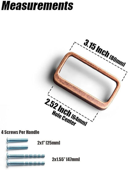 Goo-Ki Antique Copper Cabinet Pulls with Hole Center 2.5''(64MM),Retro Zinc Alloy Drawer Pulls for Drawer,Wardrobe,Cupboard,6 Pack