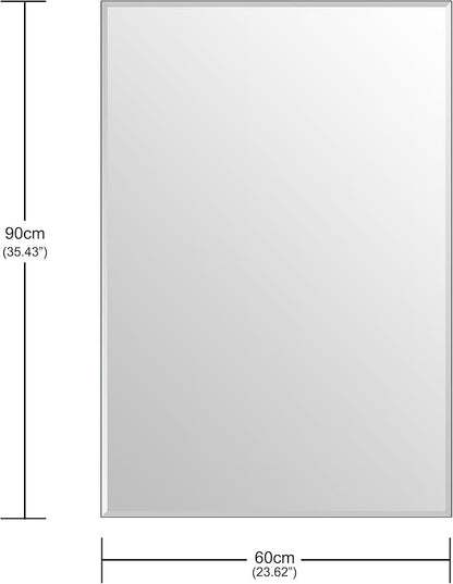 Ruomeng Wall Mirror Beveled Edge Frameless Mirror 24” x 36" Accent Mirror for Bathroom Vanity and Entryway