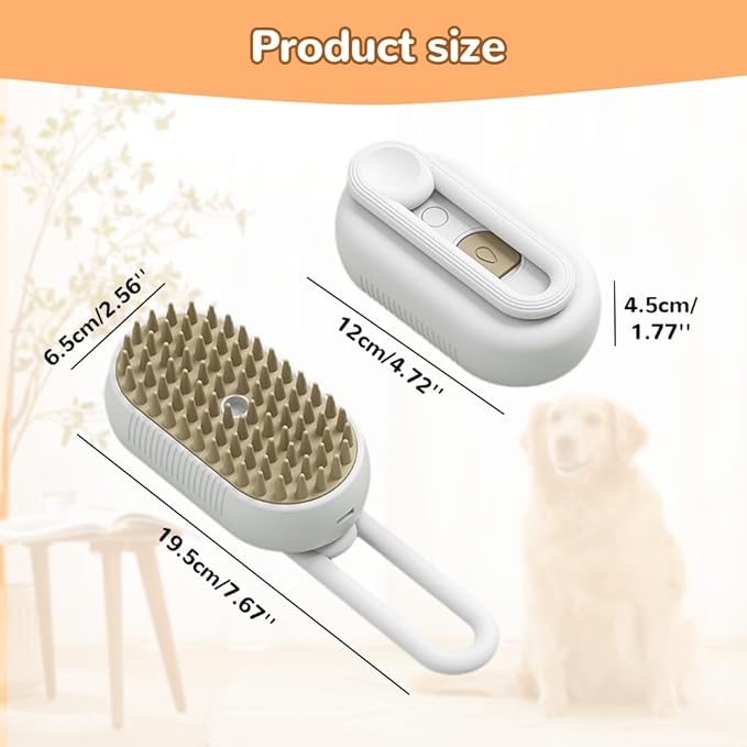 Cat Steam Brush, New 3 in 1 Pet Steam Groomer Brush, Rechargeable Pets Steam Groomer Comb for Massaging and Cleaning Shedding Pet Hair, Multifunctional Hair Removal Comb Cats and Dogs (White)-Mewly Pet