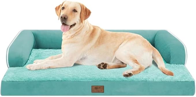 Orthopedic Large Dog Bed Washable: Large Size Dog Beds with Removable Washable Cover, XXLarge Orthopedic Aqua Blue Dog Beds for Big Pet Dogs-Mewly Pet