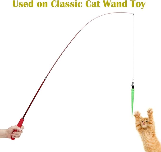 10PCS Cat Worm Toy for Cats, Cat Wand Toy Accessories, Cat Feather Toy Attachments Replacements, and 1PC Black String for Cat Fishing Pole Toy, Assorted Worm Cat Toy Teaser for Indoor Cats Kitten-Mewly Pet