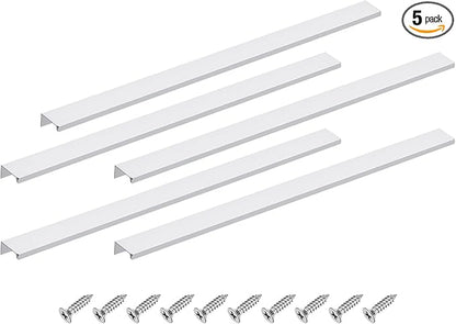 uxcell Cabinet Finger Edge Pull, 5pcs 500mm / 19.69" Aluminum Alloy Back Mount Hidden Cabinet Pulls Concealed Handle for Home Kitchen Drawer Cabinet, Silver