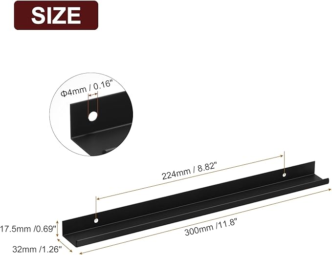 uxcell Cabinet Finger Edge Pull, 5pcs 300mm / 11.81" Aluminum Alloy Back Mount Hidden Cabinet Pulls Concealed Handle for Home Kitchen Drawer Cabinet, Black