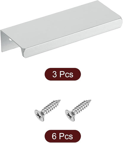 uxcell Cabinet Finger Edge Pull, 3pcs 80mm / 3.15" Aluminum Alloy Back Mount Hidden Cabinet Pulls Concealed Handle for Home Kitchen Drawer Cabinet, Silver