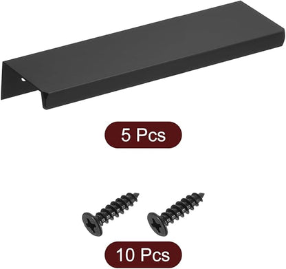 uxcell Cabinet Finger Edge Pull, 5pcs 120mm / 4.72" Aluminum Alloy Back Mount Hidden Cabinet Pulls Concealed Handle for Home Kitchen Drawer Cabinet, Black