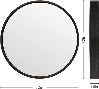 WallBeyond Black Round Mirror Wood Framed 28 inch Circle Wall Mirror for Bathroom Round Wall Mirror for Wall Decor, Vanity, Entryway Living Room