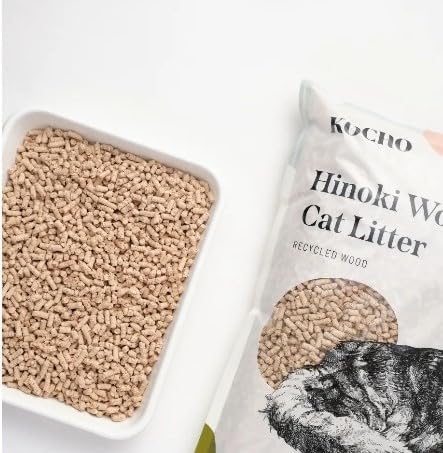KOCHO Hinoki Wood Cat Litter Ultra Lightweight, Fresh Scent of Japanese Cypress (7pcs Pack (23.8LB))-Mewly Pet
