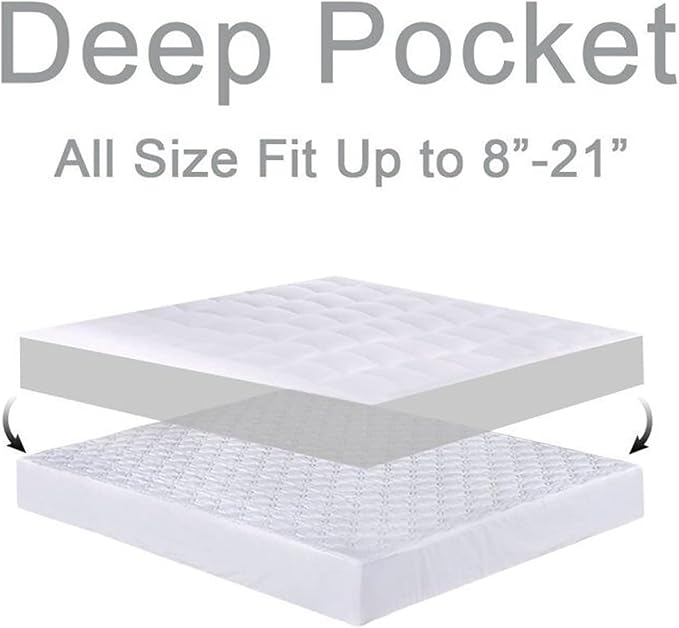 Mattress Topper Twin XL for Back Pain, Extra Thick Mattress Pad Cover, Plush Pillow Top, Deep Elastic Pocket, Grey,39"X80"+20"