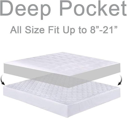 Mattress Topper Full XL for Back Pain, Extra Thick Mattress Pad Cover, Plush Pillow Top, Deep Elastic Pocket, Grey, 54"X80"+20"