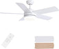 YUHAO 44 Inch White Ceiling Fan with Light and Remote Control.Noiseless,Dimmable,3CCT,6 Speeds Reversible, DC Ceiling Fans for Indoor or Covered Outdoor